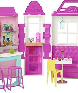 Barbie - Playset The Restaurant with Over 30 Kitchen Accessories and 6 Play Areas, Doll Not Included, Toy for Children Aged 3+ Years, GXY72