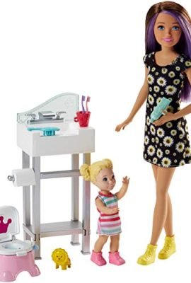 Barbie Babysitters Playset with Baby, Sink and Potty, Includes Skipper Doll and Accessories, Multicolor, Toy for Kids 3+ Years, FJB01