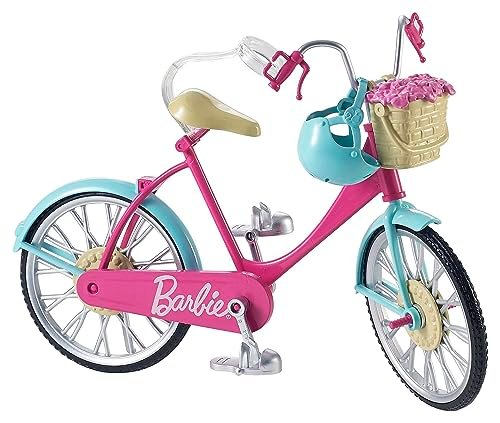 Barbie Bicicletta per Bambole con Casco e Accessori, Multicolore, Giocattolo per Bambini 3 + Anni, DVX55