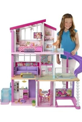 Barbie Dreamhouse, 3-Story House with 8 Rooms, Elevator & Pool with Slide, Over 60 Accessories, Gift for Kids Aged 3–7, GNH53
