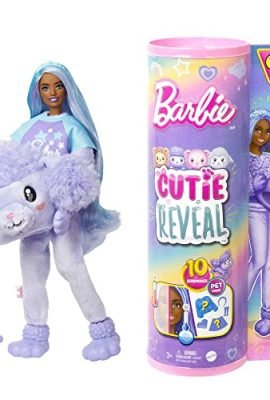 Barbie, Cutie Reveal Series Pajamas, Doll with Plush Poodle Costume, Star T-Shirt & Accessories, 10 Color-Changing Surprises, Toy for Kids, 3+ Years, HKR05