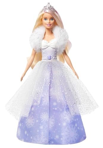 Barbie Dreamtopia - Principessa Magia d'Inverno, Bambola Bionda con Ciocca Rosa e Abito Color Ghiaccio, Corona da Principessa, Spazzola e Accessori Inclusi, Giocattolo per Bambini, 3+ Anni, GKH26
