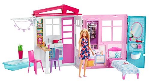 Barbie ​Loft con Bambola, Casa a 1 Piano, Portatile con Piscina e Accessori, Giocattolo per Bambine da 3 + Anni, Packaging Online, GWY84