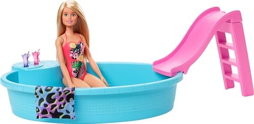 Barbie Playset Bambola con Piscina e Accessori Giocattolo per Bambini 3+ Anni, GHL91