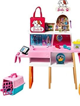 Barbie Animal Shop Playset with Blonde Doll, 4 Little Animals & Lots of Accessories, Toy for Kids Aged 3+, GRG90