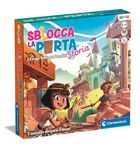 Clementoni- Sblocca la Porta Storia Tavolo Escape Room Bambini 8 Anni, Gioco di societ&agrave;, 1-6 Giocatori-Made in Italy, Colore Italiano, 16775