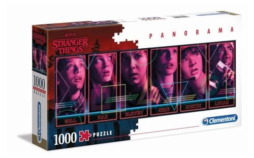 Clementoni Panorama-1000 pcs Stranger Things Italy Puzzle, Multicolore, 1000 Panorama, 39548
