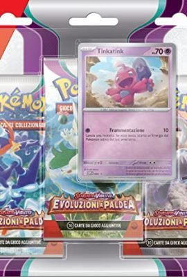 Three-Box Set (Tinkatink) of the Scarlet & Violet – Paldea Evolutions Pokémon TCG Expansion (three expansion booster boxes and one holographic promo card), Italian Edition