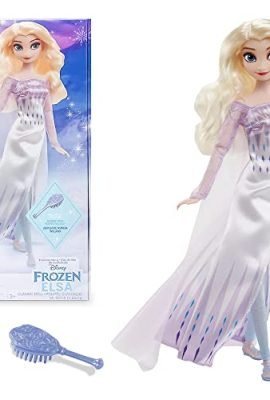 Disney Store Official Classic Elsa Doll from Frozen 2, 11.5 inches (29 cm), Includes Silver-Toned Brush with Sculpted Details, Fully Articulated – For Kids Ages 3 and Up