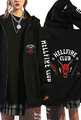 DreamJing Hellfire Club Hoodie, Black Hellfire Club Zip-Up Hoodie – Halloween & Carnival Cosplay Costume, Unisex (Medium)