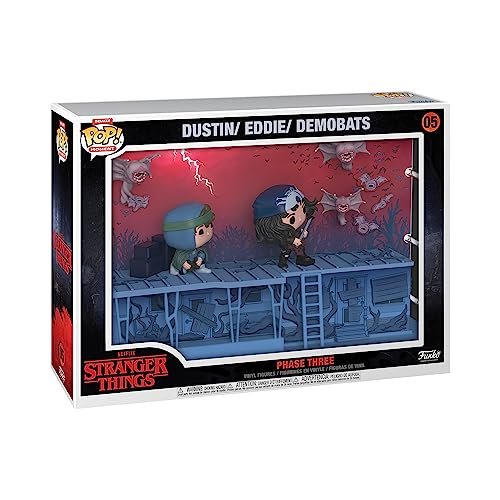 Funko Pop! Moments Deluxe: Stranger Things - Dustin, Eddie And The Demobats - Phase Three - Figura in Vinile da Collezione - Idea Regalo - Merchandising Ufficiale - TV Fans