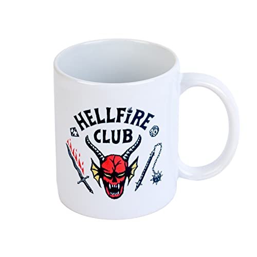 Grupo Erik: Stranger Things Tazza Hellfire Club | Tazza da colazione Stranger Things in ceramica, 350 ml, Tazza colazione grande, regalo Stranger Things, Stranger Things gadget