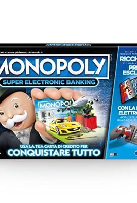 Hasbro Monopoly Super Electronic Banking Board Game – Credit Card & Airspace Edition with Electronic Reader by Hasbro Gaming – Family & Kids’ Game for Ages 8 and Up