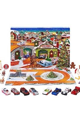 Hot Wheels – 2023 Advent Calendar, 8 Hot Wheels Cars, 16 Winter-Themed Accessories, 24 Numbered Doors & Play Mat, Toy for Kids Ages 3+, HKL74