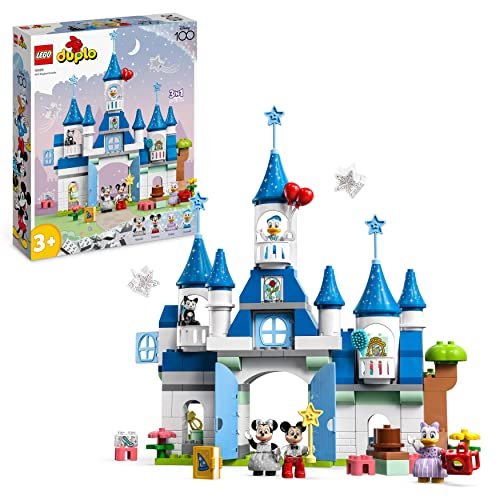 LEGO 10998 DUPLO Disney Castello Magico 3 in 1, Giocattolo Speciale con Figure di Topolino, Minnie, Paperino e Paperina, Regali di Natale per Bambini e Bambine, Giochi Serie 100° Anniversario Disney