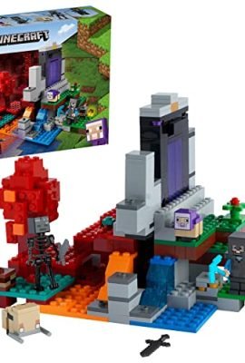 LEGO 21172 Minecraft The Ruined Portal, Toy Set for Kids Ages 8 and Up Featuring Steve, a Sheep, and a Baby Hoglin