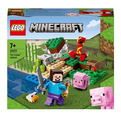 LEGO 21177 Minecraft L'agguato del Creeper, Mattoncini da Costruzione con Steve e 2 Minifigure, Giochi per Bambini 7+ Anni