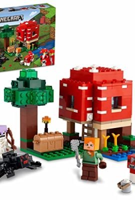 LEGO 21179 Minecraft Mushroom House, Toys for Kids Aged 8+, Gift Idea Featuring Alex Character