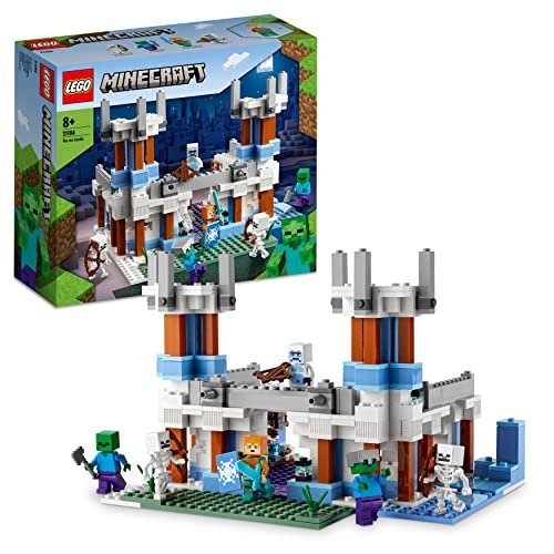 LEGO 21186 Minecraft Il Castello di Ghiaccio, Giocattoli Creativi da Costruire con Figure di Zombie e Scheletri, Giochi per Bambini da 8 Anni in su