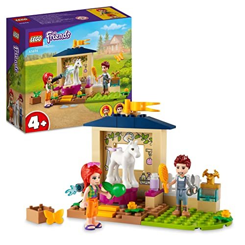 LEGO 41696 Friends Stalla di Toelettatura dei Pony, Set con Cavallo Giocattolo e Mini Bamboline Mia e Daniel, Giochi per Bambini e Bambine Creativi da 4 Anni