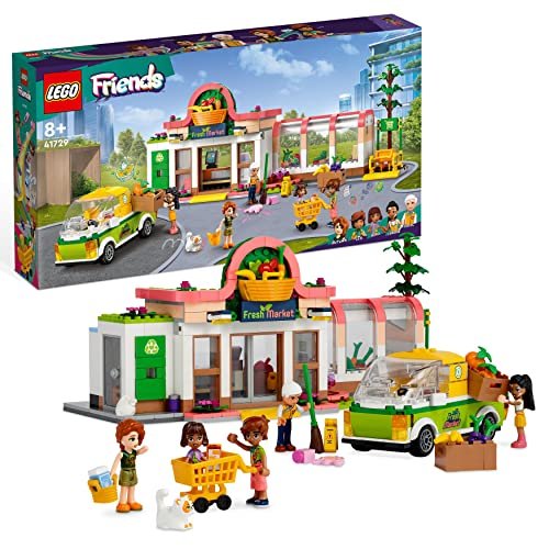 LEGO 41729 Friends Negozio di Alimentari Biologici, Supermercato Giocattolo, Idee Regali di Natale Bambino e Bambina da 8 Anni, Set con Camion e 4 Mini Bamboline, Personaggi Serie 2023