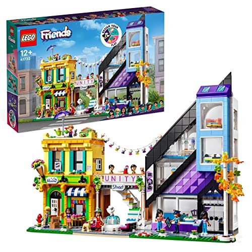 LEGO 41732 Friends Negozio di Design e Fioraio del Centro, Edificio con Appartamento e Negozi da Personalizzare, e Decorare con 9 Personaggi 2023, Idee Regalo di Natale per Bambine e Bambini