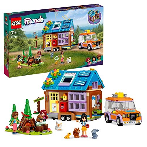 LEGO 41735 Friends Casetta Mobile, Playset con Roulotte Apribile e Macchina Giocattolo per Campeggio nella Foresta, Personaggi 2023 Leo e Liann, Regali di Natale per Bambini e Bambine