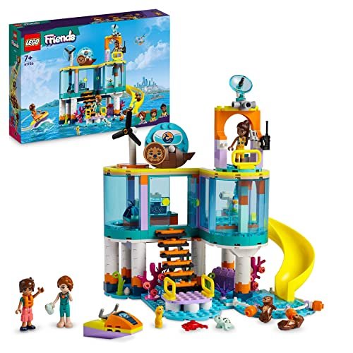 LEGO 41736 Friends Centro di Soccorso Marino, Set Veterinario Giocattolo per Cura degli Animali, Giochi per Bambine e Bambini da 7 Anni con Lontra, Cavalluccio Marino e Tartaruga, Idee Regali Natale
