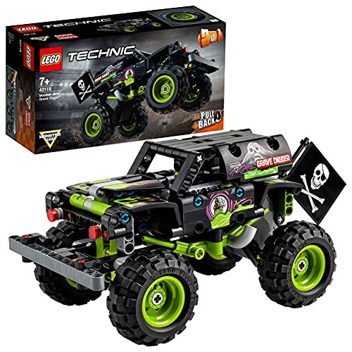 LEGO 42118 Technic Monster Jam Grave Digger, Kit 2 in 1 da Monster Truck a Buggy Fuoristrada con Azione Pull-Back, Giochi per Bambini, Ragazzi e Ragazze dai 7 Anni
