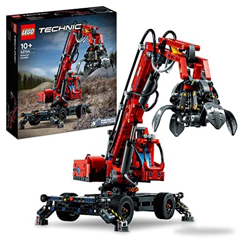 LEGO 42144 Technic Movimentatore di Materiali, Modello da Costruire con Gru Giocattolo, Funzioni Manuali e Pneumatiche, Giochi Educativi, Idee Regalo di Compleanno per Bambine e Bambini