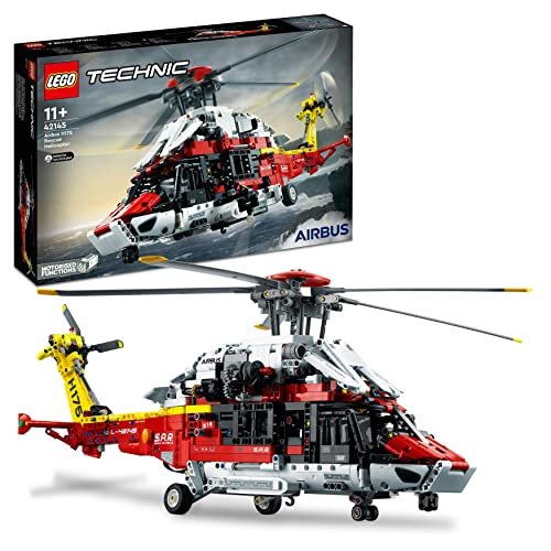 LEGO 42145 Technic Elicottero di Salvataggio Airbus H175, Modellismo per Bambini con Motore per la Rotazione dei Rotori, Giocattolo Educativo, Idee Regalo di Compleanno per Bambine e Bambini