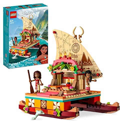 LEGO 43210 Disney Princess La Barca A Vela Di Vaiana Con Mini Bambolina Di Sina E Delfino, Giocattolo Creativo Per Bambine E Bambini Dai 6 Anni In Su