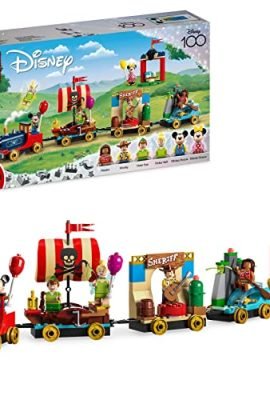 LEGO 43212 Disney Celebration Train, Games for Boys and Girls Ages 4+, 100th Anniversary Series Toy featuring Maui, Woody, Peter Pan & Tinker Bell Cars, plus Mickey & Minnie