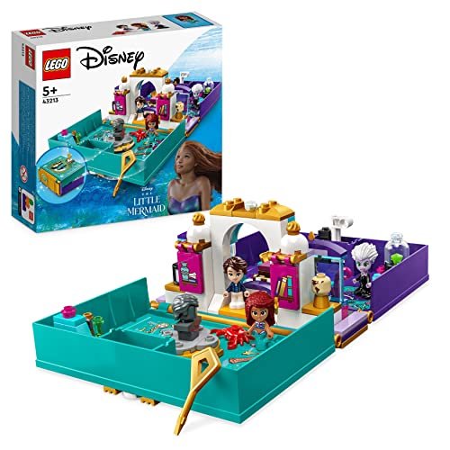 LEGO 43213 Disney Princess Libro delle Fiabe della Sirenetta con Micro Bamboline Ariel, Principe Eric e Ursula, Giochi per Bambini e Bambine dai 5 Anni in su da Viaggio, Film 2023