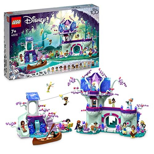 LEGO 43215 Disney La Casa sull'Albero Incantata con 13 Mini Bamboline come la Principessa Jasmine, Elsa e Anna, Regalo per Natale per Bambini e Bambine, Gioco da Costruire su 2 livelli, Set Disney 100