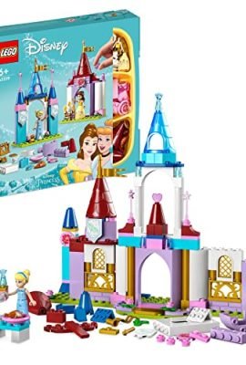 LEGO 43219 Disney Princess Creative Castles, Toy Castle Set with Mini Dolls of Belle and Cinderella, Travel Games for Girls and Boys
