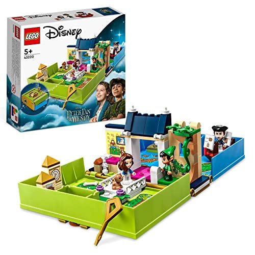 LEGO 43220 Disney L'Avventura nel Libro delle Fiabe di Peter Pan e Wendy, Set di Giochi da Viaggio per Bambini dai 5 Anni con Micro Bamboline e Nave Pirata