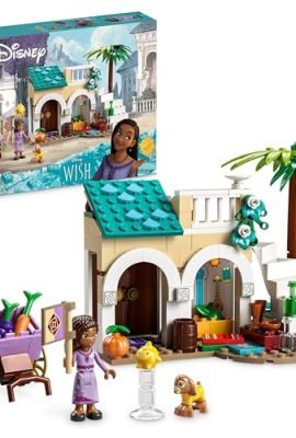 LEGO 43223 Disney Wish Asha in the City of Roses, Movie-Set from “Wish” featuring a Mini Asha Doll and Figures of Star and Valentino the Goat – Toy for Kids Ages 6+