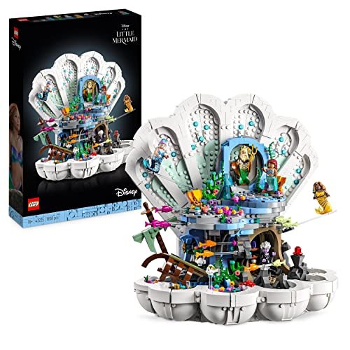 LEGO 43225 Disney Princess La Conchiglia Reale della Sirenetta, Regalo Natale Donna, Uomo, Adulti, Ragazze e Ragazzi, Set Film 2023 con Figure di Ariel, Ursula, Sebastian e Flounder, Decorazione Casa