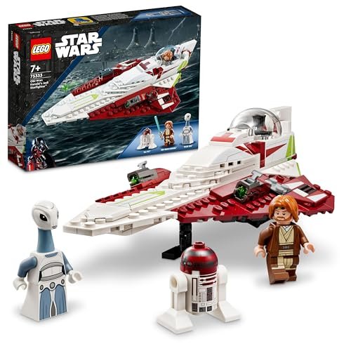 LEGO 75333 Star Wars Jedi Starfighter di Obi-Wan Kenobi, Modellino da Costruire di Astronave Giocattolo da l'Attacco dei Cloni con Spada Laser, Figura di Droide R4-P17 e Minifigure Personaggio Taun We
