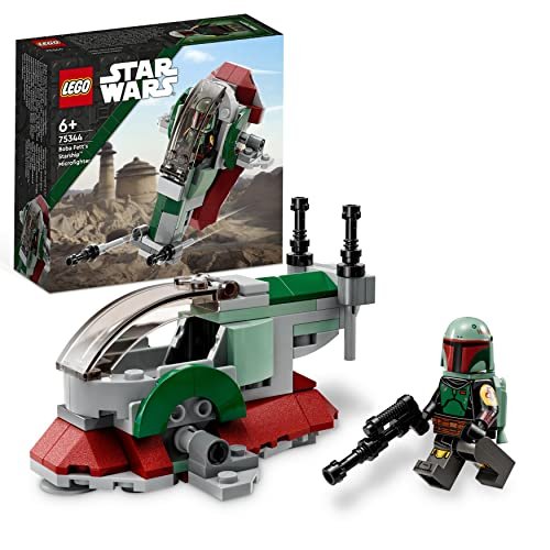 LEGO 75344 Star Wars Astronave di Boba Fett Microfighter Giocattolo, Modellino da Costruire set Mandaloriano per Bambini con 2 Shooter e Ali Regolabili