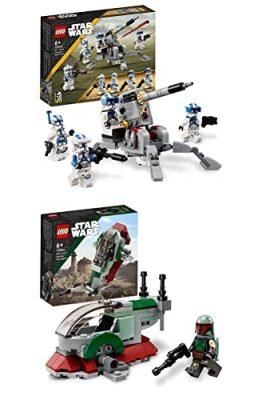 LEGO 75345 Star Wars Battle Pack Clone Troopers Legion 501, Buildable Model & 75344 Star Wars Boba Fett’s Starship Microfighter Toy, Buildable Model Mandalorian Set