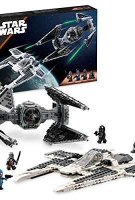 LEGO 75348 Star Wars Mandalorian Fang Fighter vs TIE Interceptor, Building Set with Mini Figures, Kids’ Playset Including 3 Minifigures, a Droid, and a Darksaber, Perfect Gift Idea
