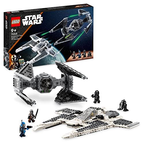 LEGO 75348 Star Wars Fang Fighter Mandaloriano vs TIE Interceptor, Set con Modellini da Costruire, Gioco per Bambini con 3 Minifigure, Droide e Darksaber, Idea Regalo