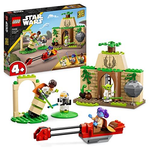 LEGO 75358 Star Wars Tempio Jedi su Tenoo con Maestro Yoda, Giochi da Costruire per Bambini e Bambine dai 4 Anni in su con Spade Laser Giocattolo, Figura di Droide e Speeder Bike
