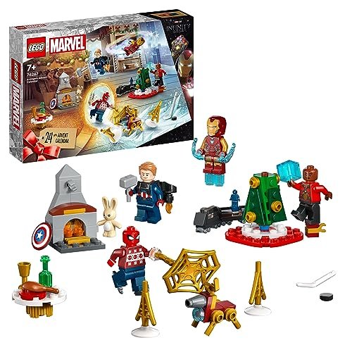 LEGO 76267 Marvel Calendario dell’Avvento degli Avengers 2023 con 24 Regali tra cui Capitan America, Spider-Man, Iron Man e altre Minifigure di Supereroi, Regalo per Bambini per il Countdown di Natale