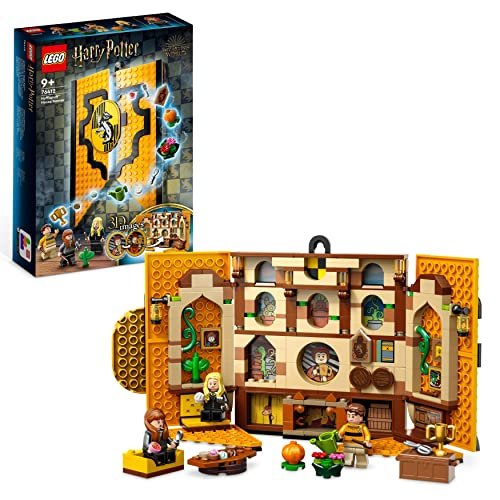 LEGO 76412 Harry Potter Stendardo della Casa Tassorosso da Parete, Giocattolo Sala Comune del Castello di Hogwarts con 3 Minifigure e Mandragola, Giochi da Collezione e Viaggio per Bambini e Bambine