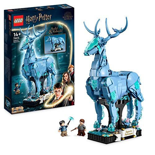 LEGO 76414 Harry Potter Expecto Patronum Set 2 in 1 con Figure Animali del Cervo e del Lupo, Accessorio per Decorazione Camera da Letto, Regali Magici per Adolescenti, Donne e Uomini
