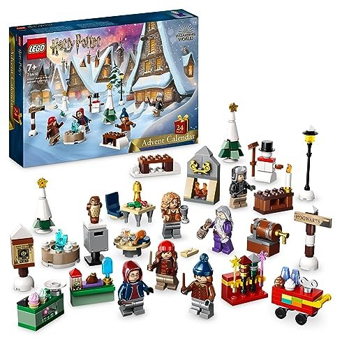 LEGO 76418 Harry Potter Calendario dell’Avvento 2023 con 24 Regali tra cui 18 Mini Costruzioni del Villaggio di Hogsmeade e 6 Minifigure, per Bambini e Fan