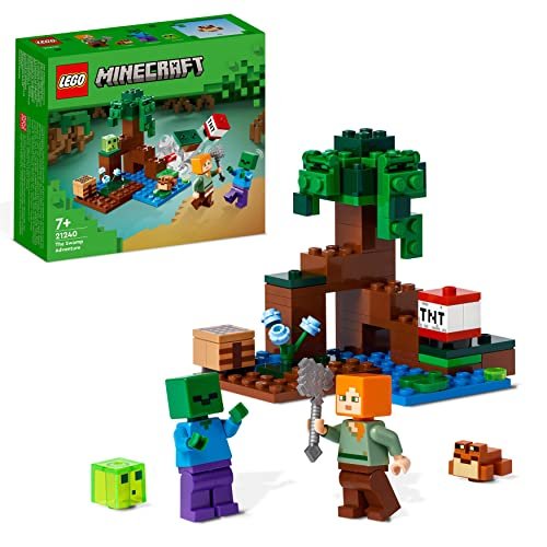 Lego Minecraft 21240 Adventures in the Marais, giocattolo da costruzione, con figurina di zombi, dai 7 anni in su